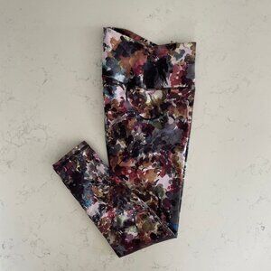 RBX Activewear Floral Abstract Print Polyester Spandex Leggings Multi Color Sz M